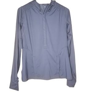 ATHLETA Sentry hooded 1/4 snap pullover gray jacket size medium women